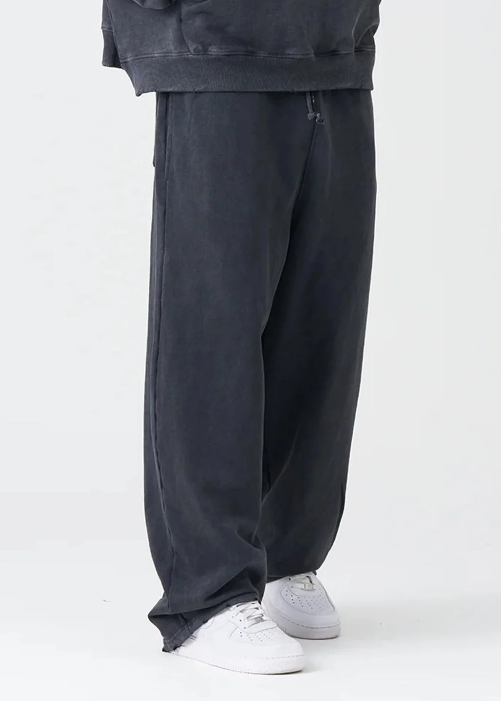 14 OZ Luxury Garment Wash French Terry Open Bottom Oversized Distressed Fleece Sweatpants