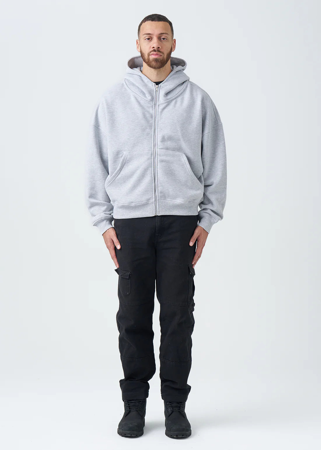 Luxury Oversized Boxy Cropped Heavyweight Full-Zip Hoodie