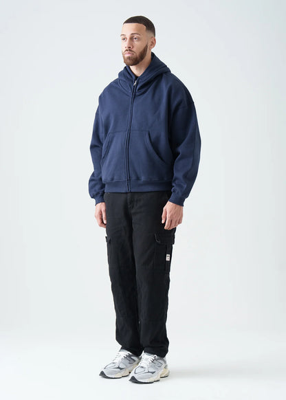 Oversized Boxy Cropped Heavyweight Full-Zip Hoodie