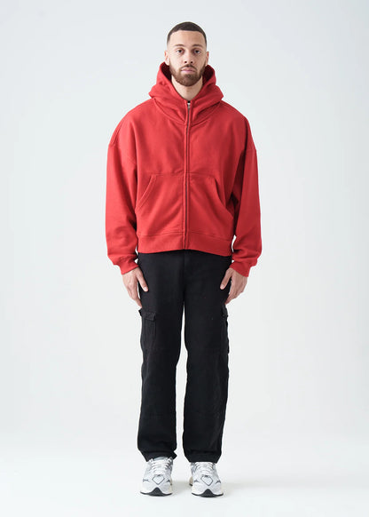 Oversized Boxy Cropped Heavyweight Full-Zip Hoodie