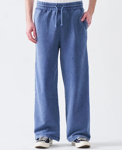 14 OZ French Terry Acid Wash Straight Leg Open Bottom Sweatpants