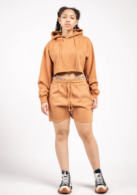 Elegant Crop Top & Sweat Short Set