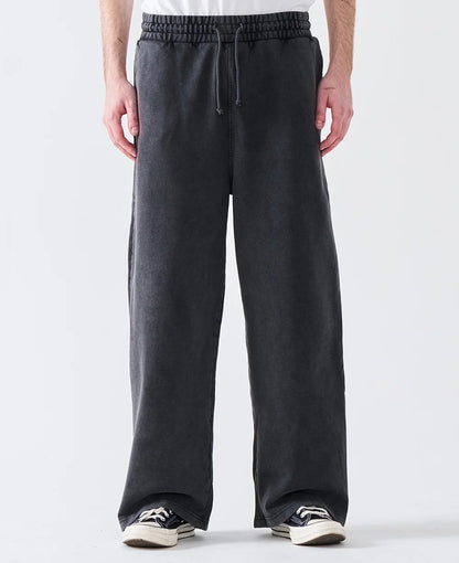 14 OZ French Terry Acid Wash Straight Leg Open Bottom Sweatpants