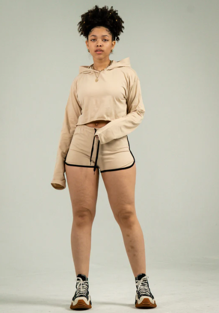 Womens Crop Top Track Short Set