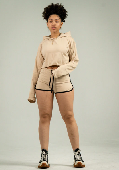 Womens Crop Top Track Short Set