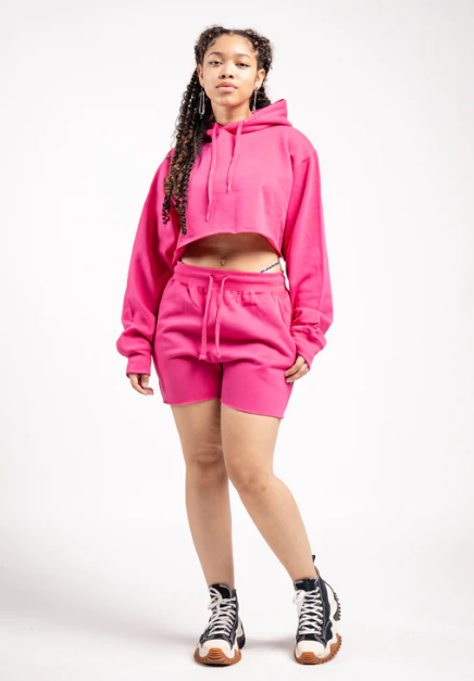 Elegant Crop Top & Sweat Short Set