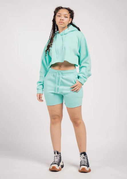 Elegant Crop Top & Sweat Short Set