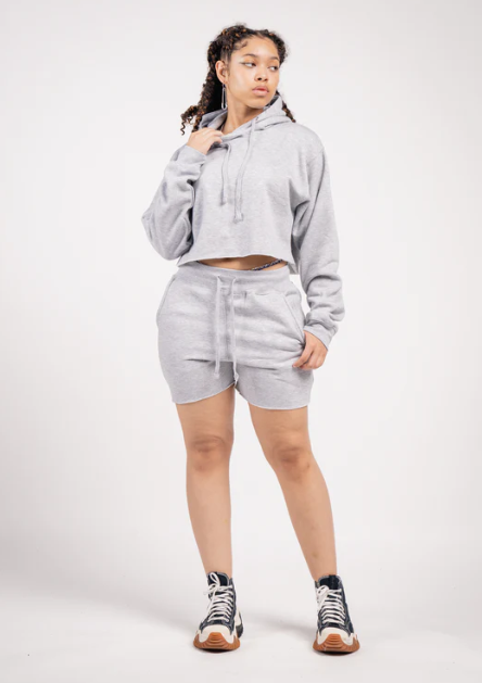 Elegant Crop Top & Sweat Short Set