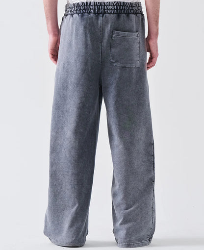 14 OZ French Terry Acid Wash Straight Leg Open Bottom Sweatpants