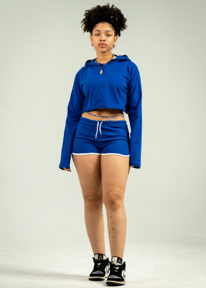 Womens Crop Top Track Short Set