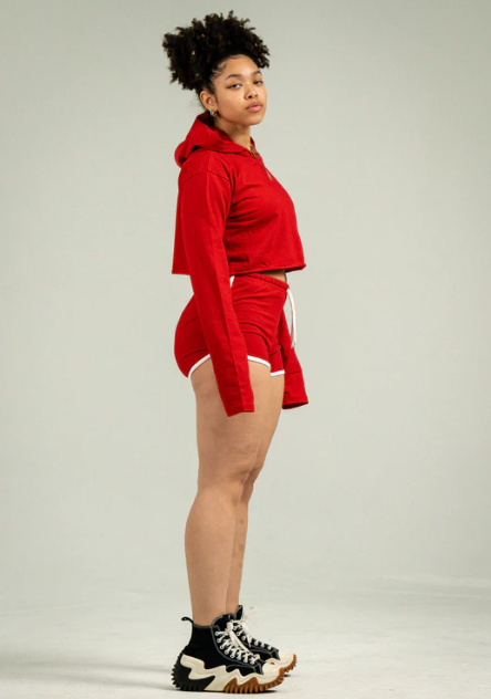 Womens Crop Top Track Short Set