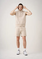 14 OZ Luxury Athletic Garment Dyed Sleeveless Interlock Hoodie and Short Set