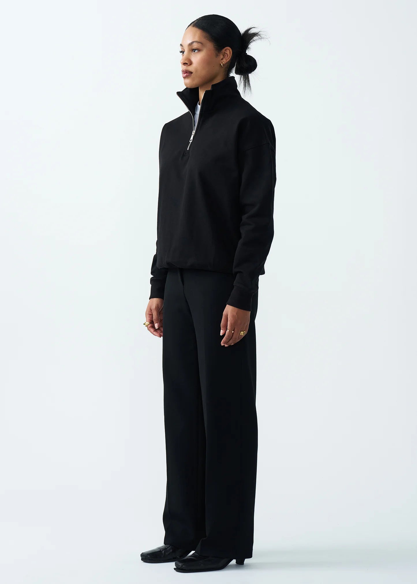 14 OZ Womans Oversized Heavyweight Fleece Quarter-Zip