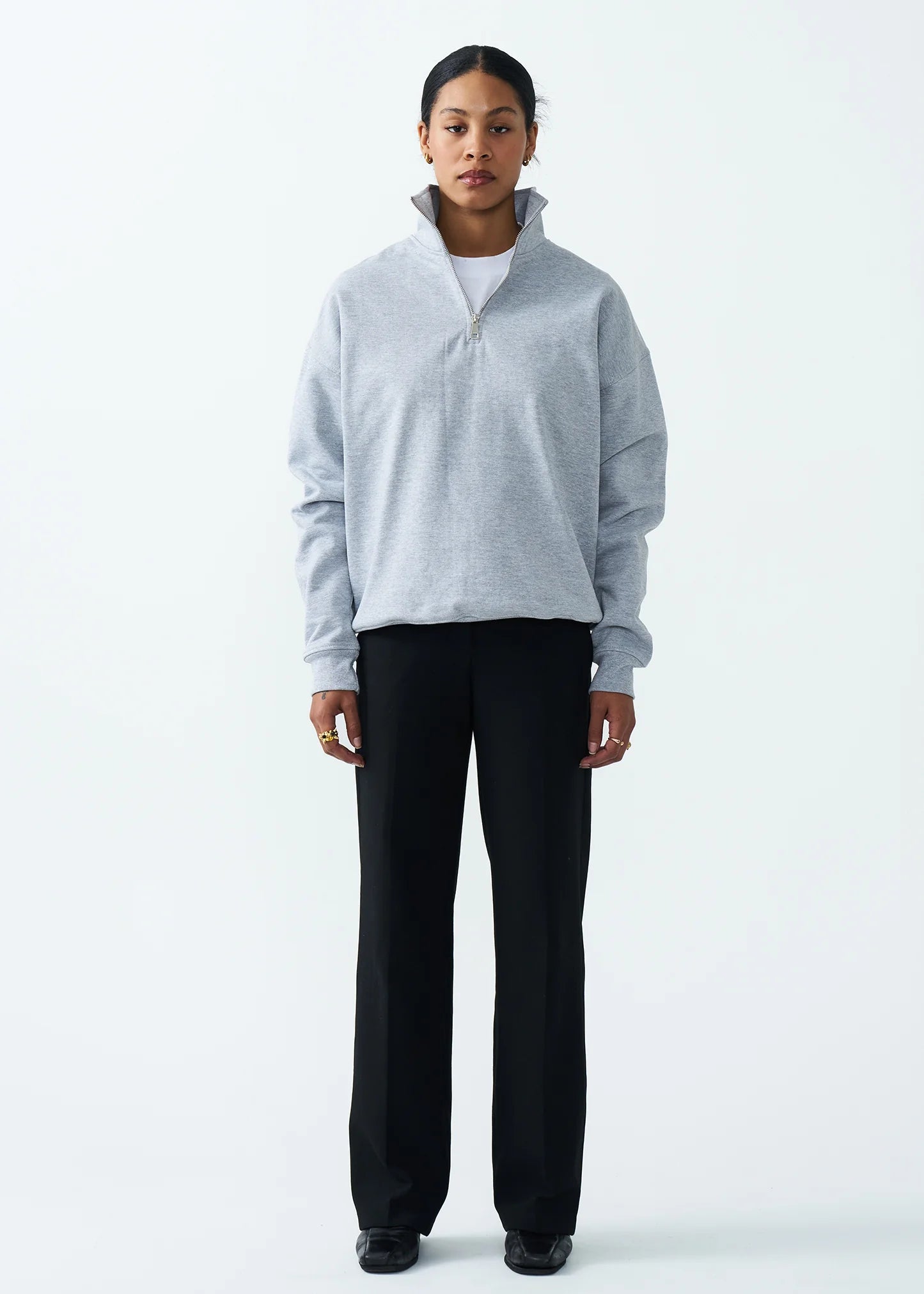 14 OZ Womans Oversized Heavyweight Fleece Quarter-Zip