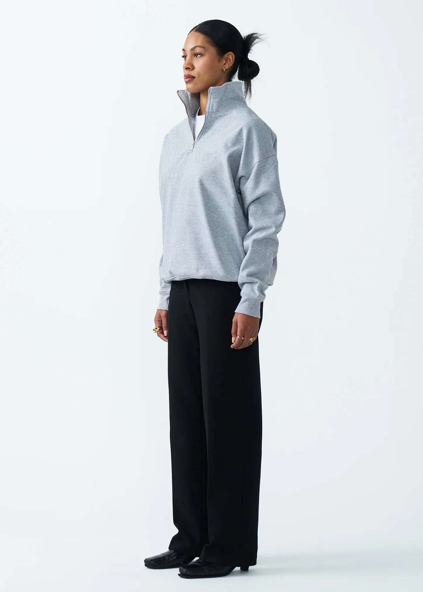 14 OZ Womans Oversized Heavyweight Fleece Quarter-Zip