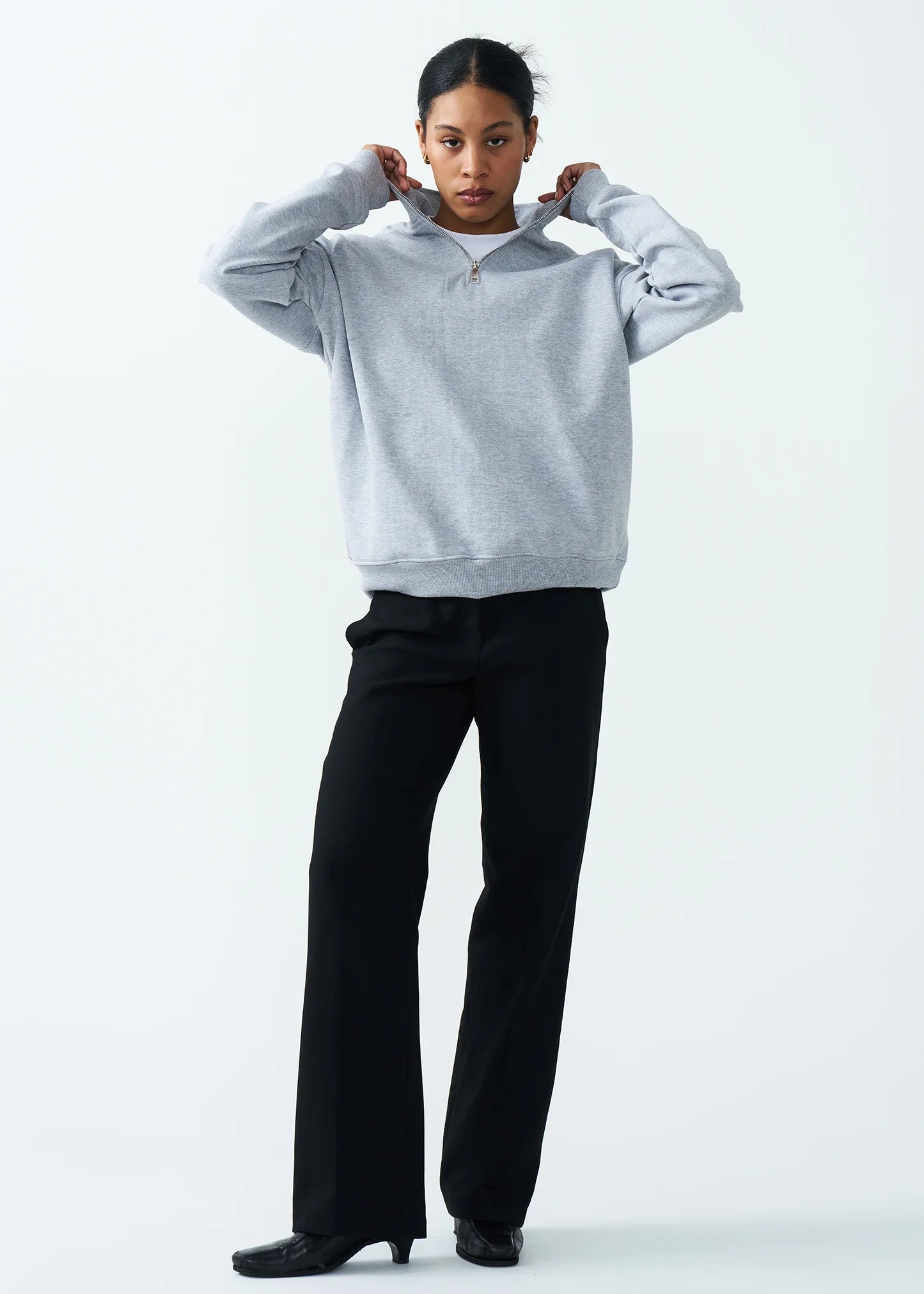 14 OZ Womans Oversized Heavyweight Fleece Quarter-Zip