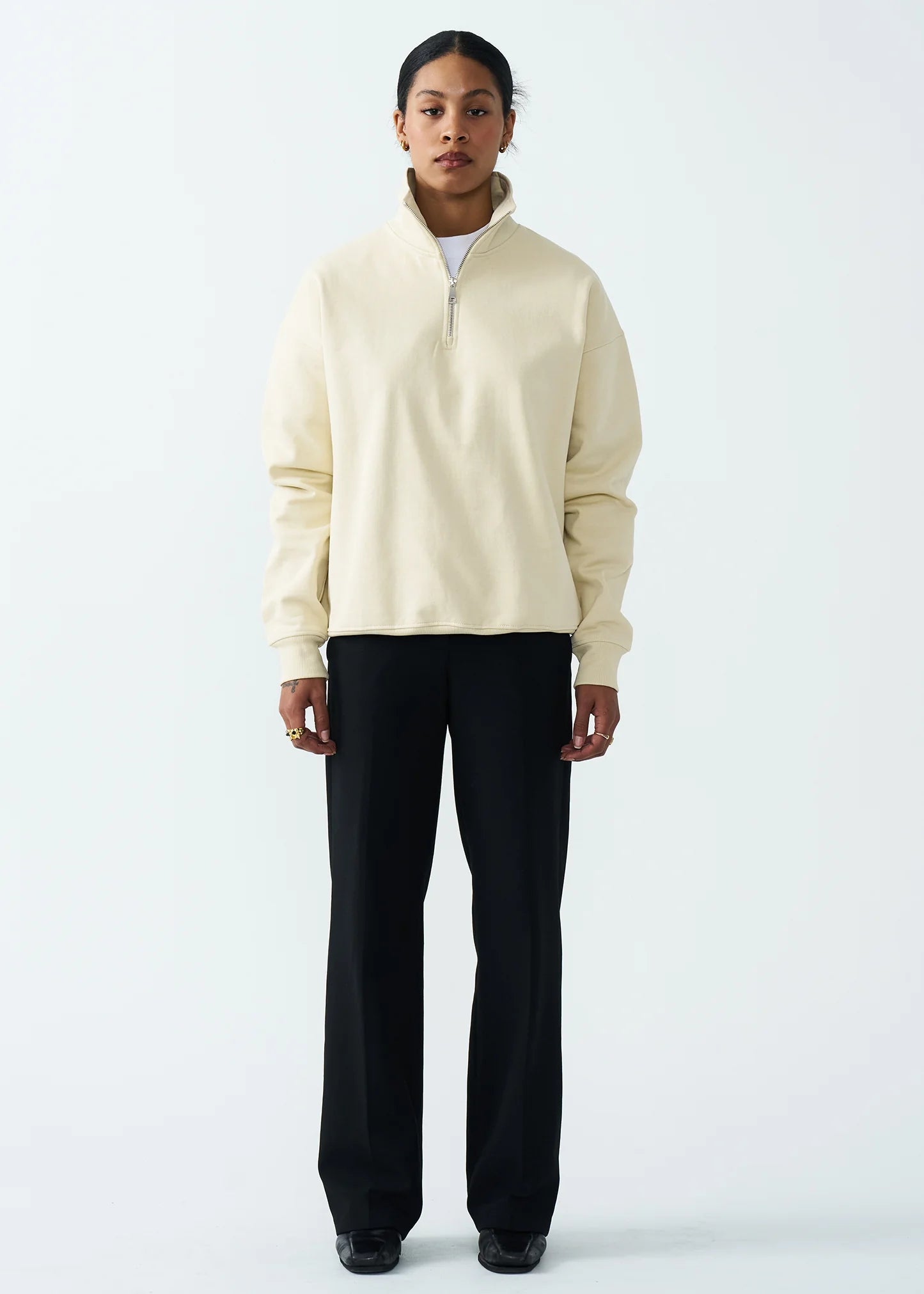 14 OZ Womans Oversized Heavyweight Fleece Quarter-Zip