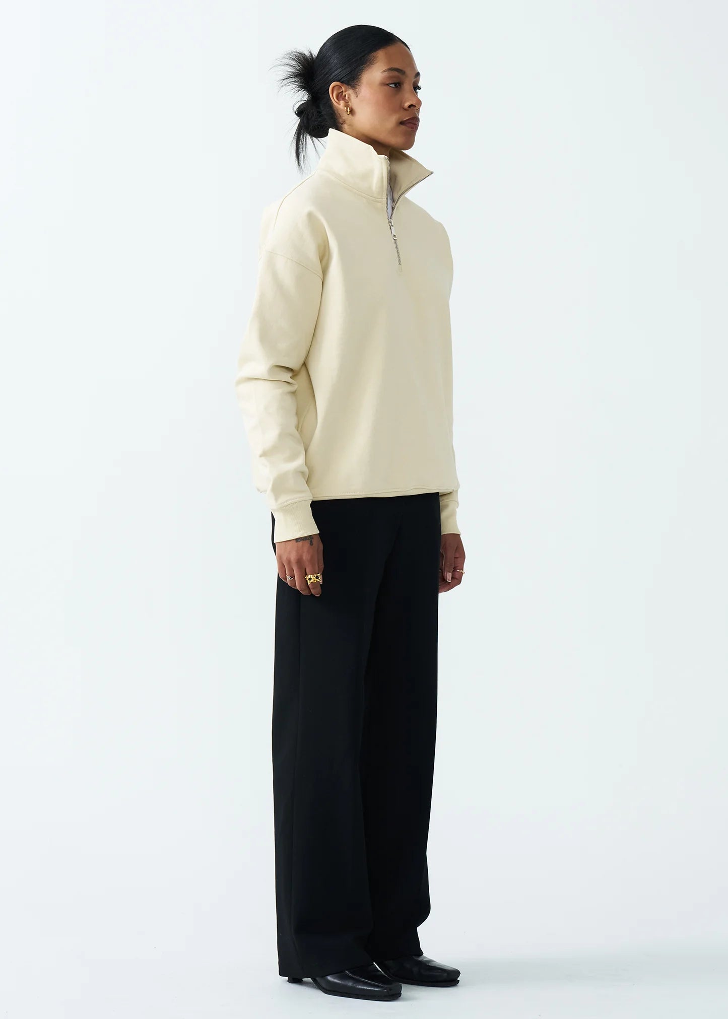 14 OZ Womans Oversized Heavyweight Fleece Quarter-Zip