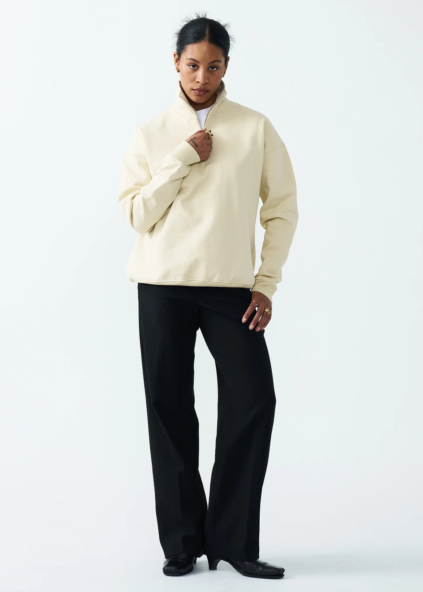 14 OZ Womans Oversized Heavyweight Fleece Quarter-Zip