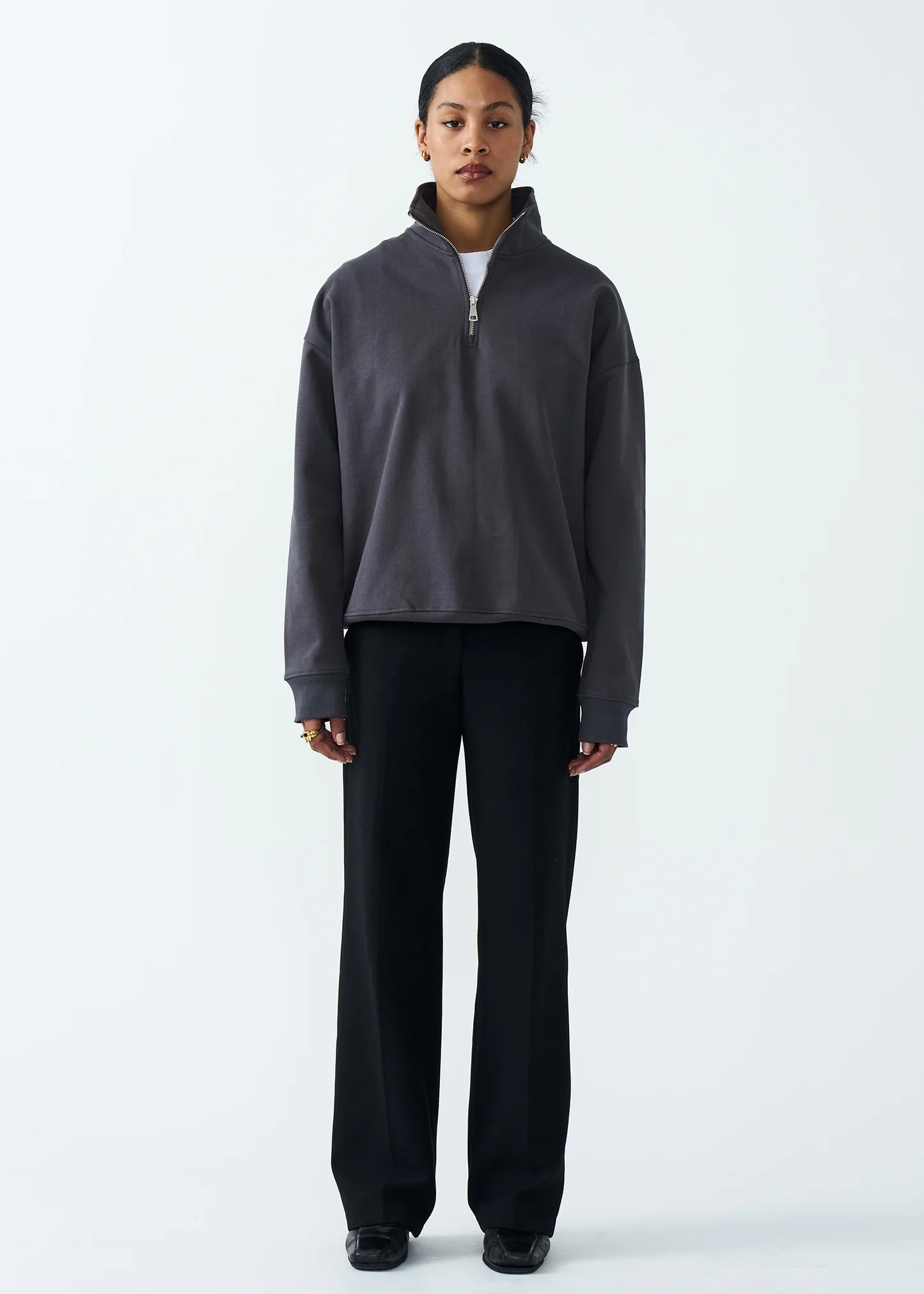 14 OZ Womans Oversized Heavyweight Fleece Quarter-Zip
