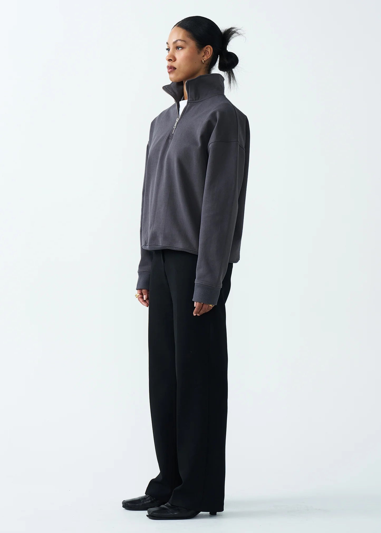 14 OZ Womans Oversized Heavyweight Fleece Quarter-Zip