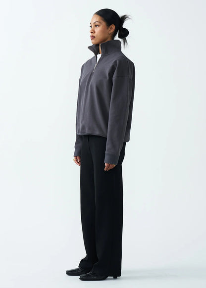 14 OZ Womans Oversized Heavyweight Fleece Quarter-Zip