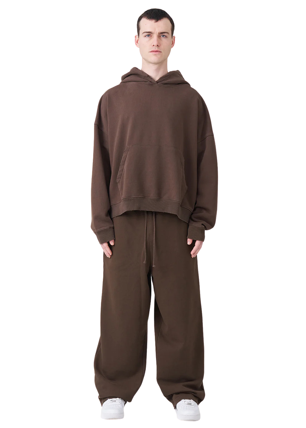 14 OZ Garment Wash French Terry Oversized Boxy Distressed Fleece Sweatsuit