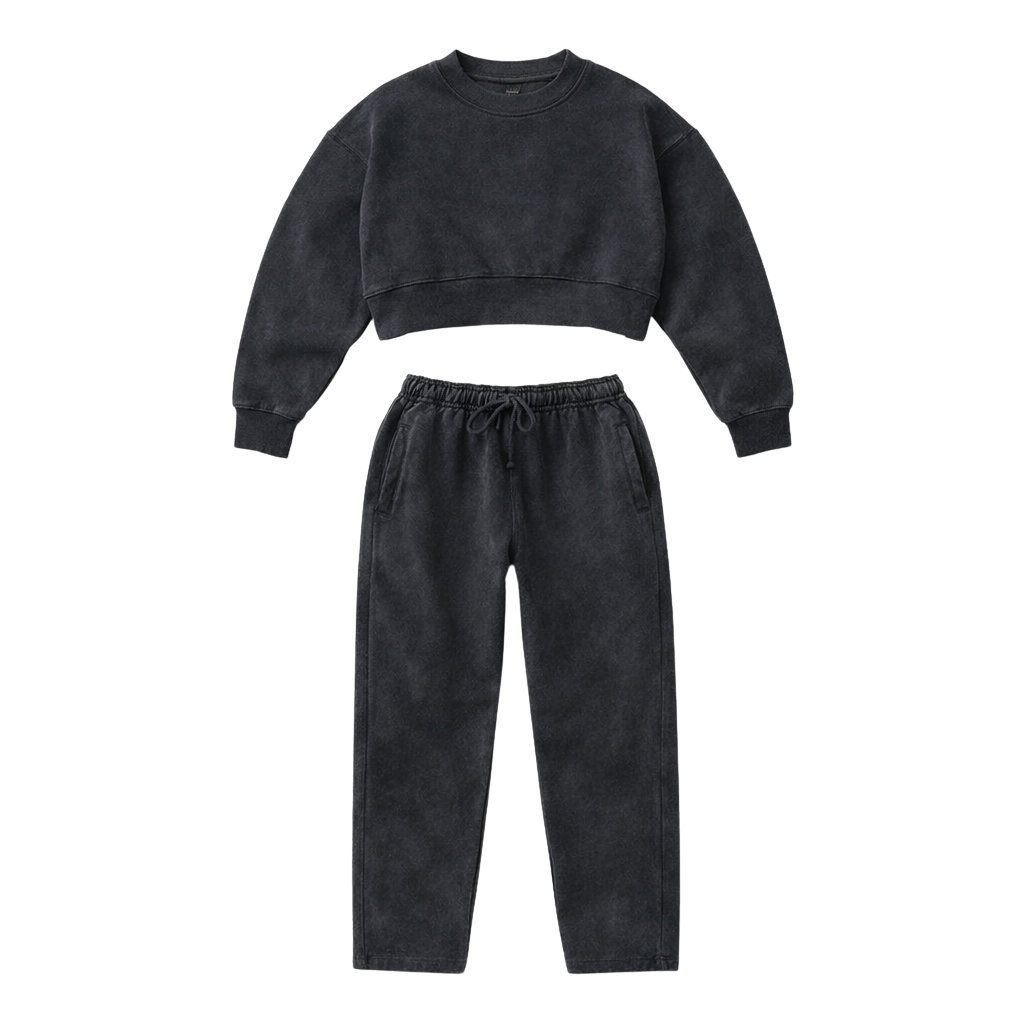 14 OZ Luxury French Terry Garment Dyed Mock Neck Sweatsuit