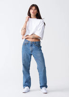 White 10 OZ Oversized French Terry Garment Dyed Crop Top T-shirt