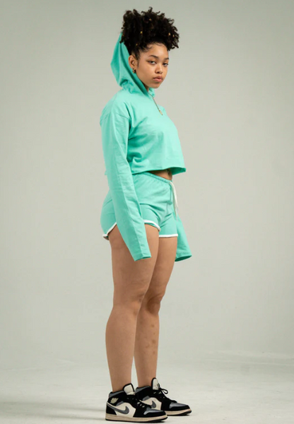 Womens Crop Top Track Short Set