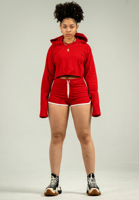 Womens Crop Top Track Short Set