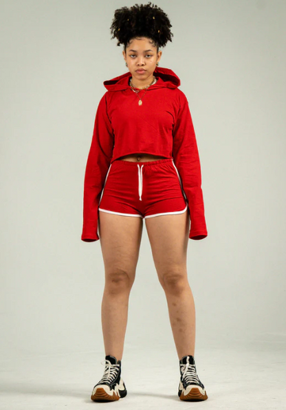 Womens Crop Top Track Short Set