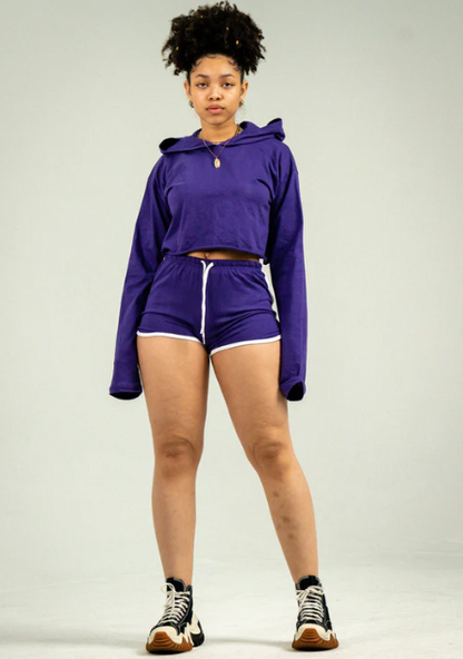 Womens Crop Top Track Short Set