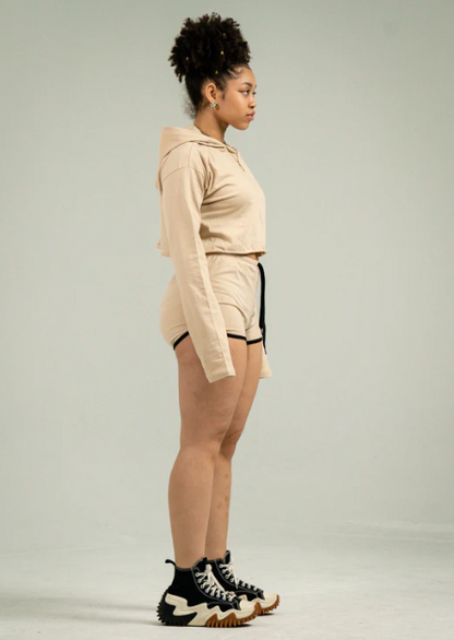 Womens Crop Top Track Short Set
