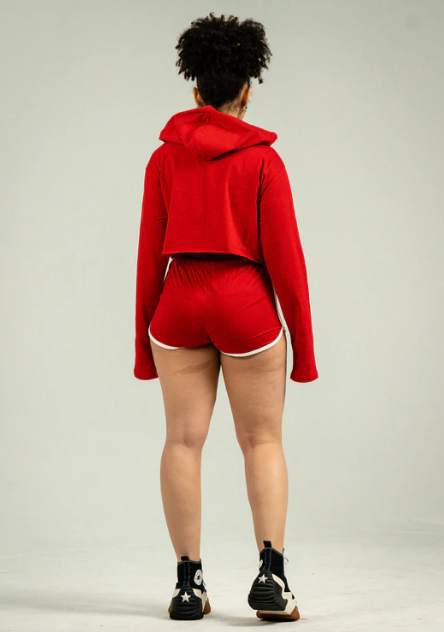 Womens Crop Top Track Short Set
