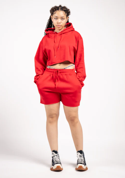 Elegant Crop Top & Sweat Short Set