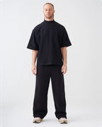 Luxury 7.5 OZ Peached French Terry Mock Neck Oversized Boxy Tee and Oversized Open Leg Sweatpants