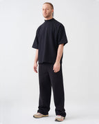 Luxury 7.5 OZ Peached French Terry Mock Neck Oversized Boxy Tee and Oversized Open Leg Sweatpants