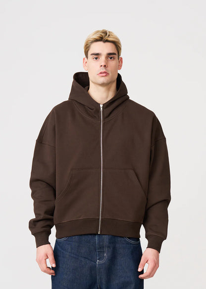 Oversized Boxy Cropped Heavyweight Full-Zip Hoodie
