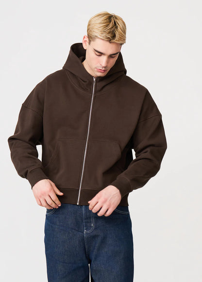 Oversized Boxy Cropped Heavyweight Full-Zip Hoodie