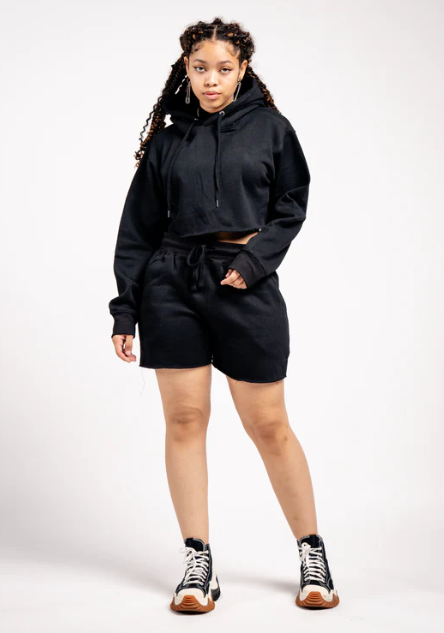 Elegant Crop Top & Sweat Short Set