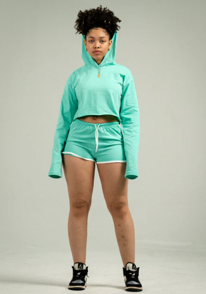 Womens Crop Top Track Short Set