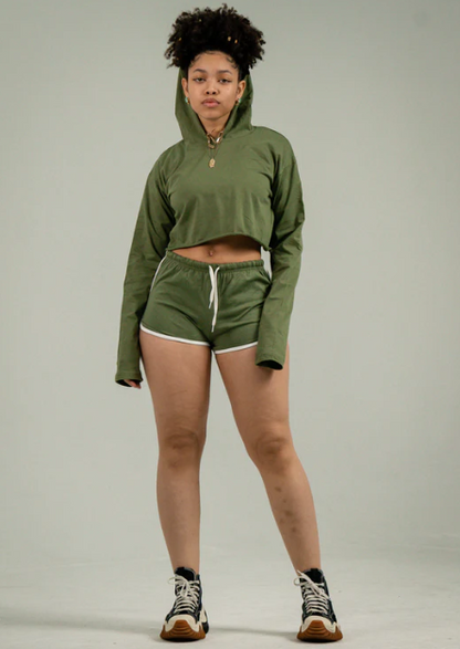 Womens Crop Top Track Short Set