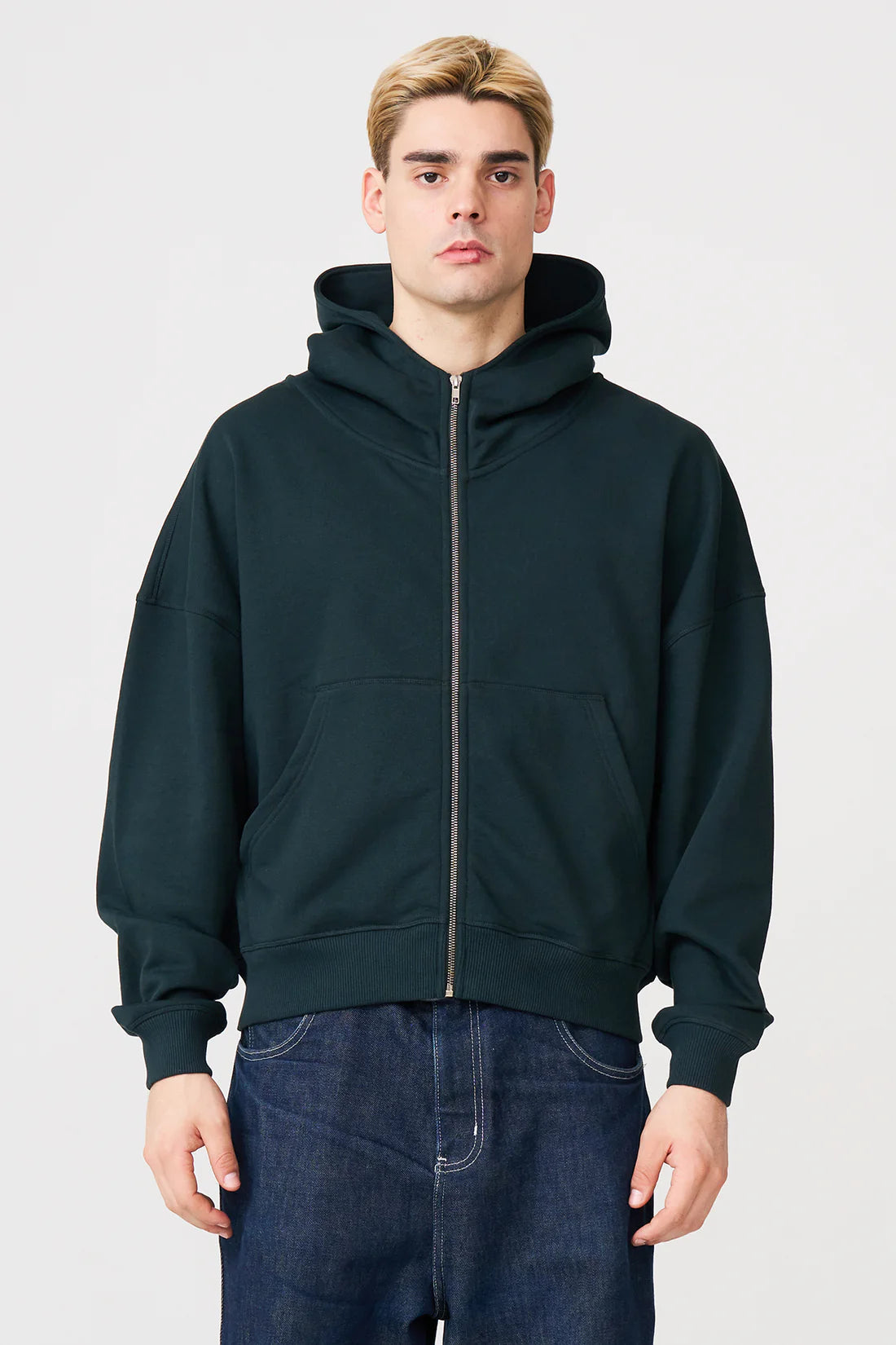 Luxury Oversized Boxy Cropped Heavyweight Full-Zip Hoodie