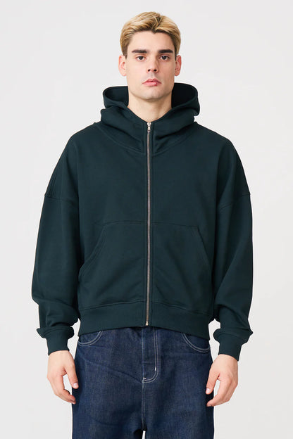 Oversized Boxy Cropped Heavyweight Full-Zip Hoodie
