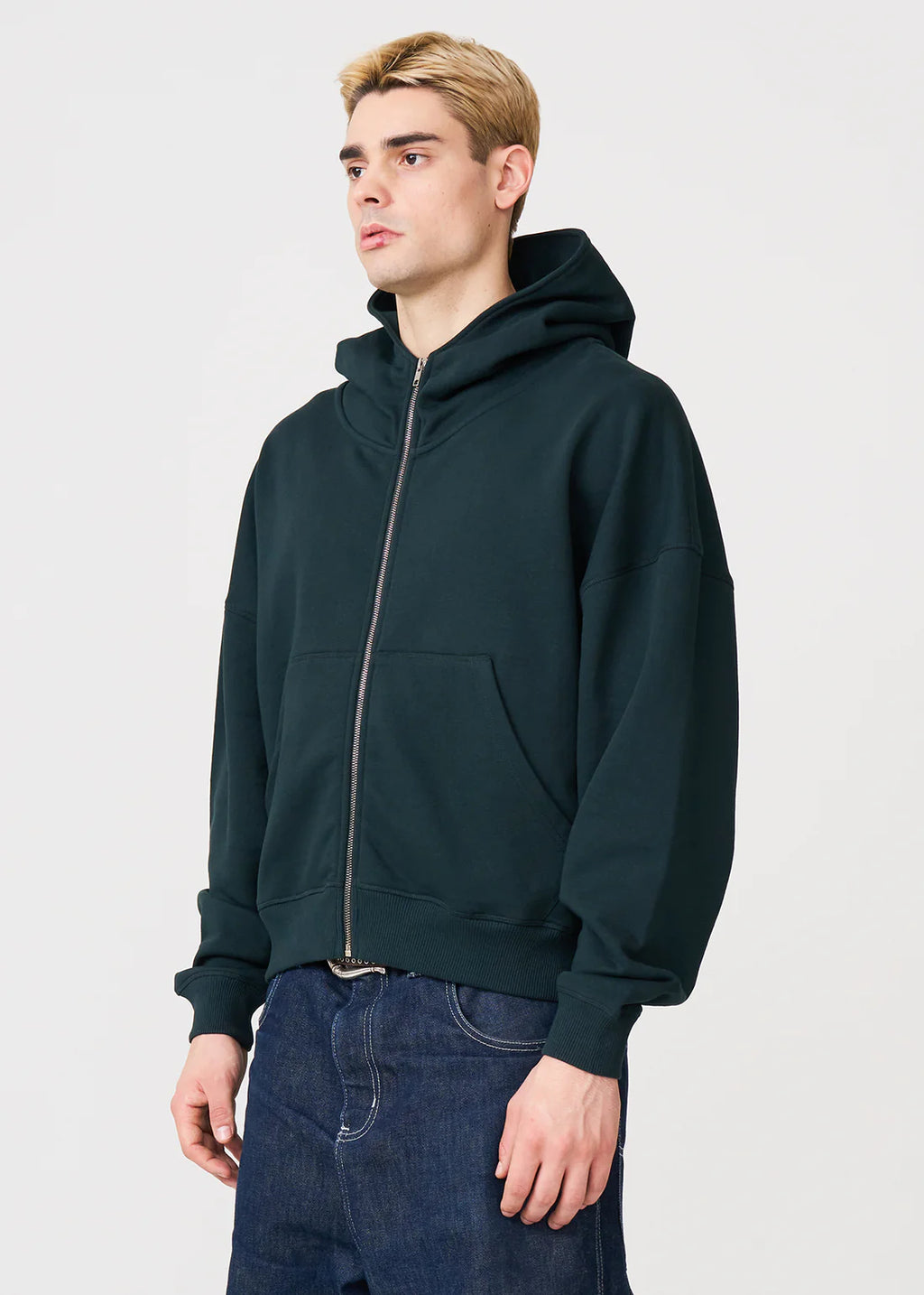 Luxury Oversized Boxy Cropped Heavyweight Full-Zip Hoodie