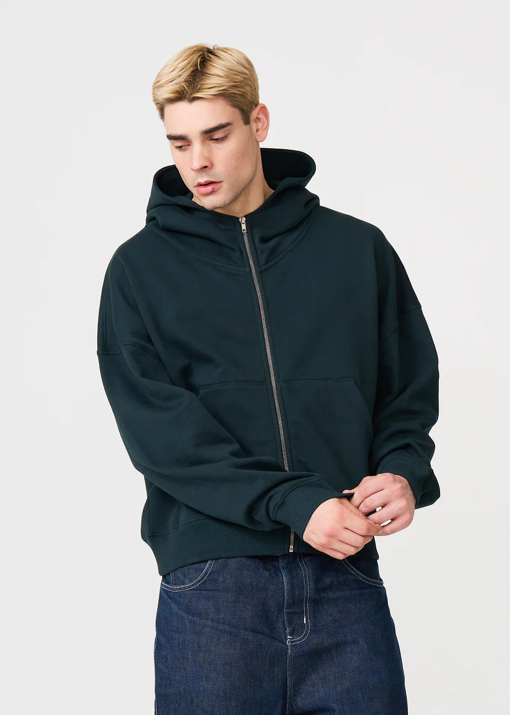 Luxury Oversized Boxy Cropped Heavyweight Full-Zip Hoodie