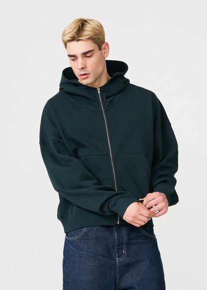Oversized Boxy Cropped Heavyweight Full-Zip Hoodie