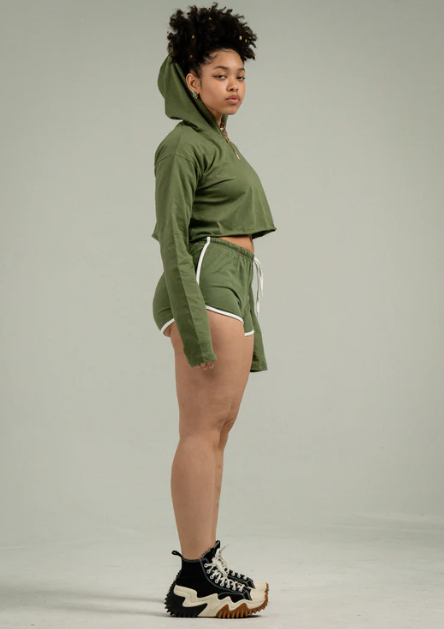 Womens Crop Top Track Short Set