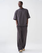 Luxury 7.5 OZ Peached French Terry Mock Neck Oversized Boxy Tee and Oversized Open Leg Sweatpants